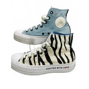 Converse You Chuck 70  Hi Top Mismatched Print Platform Shoes Wmns 8.5